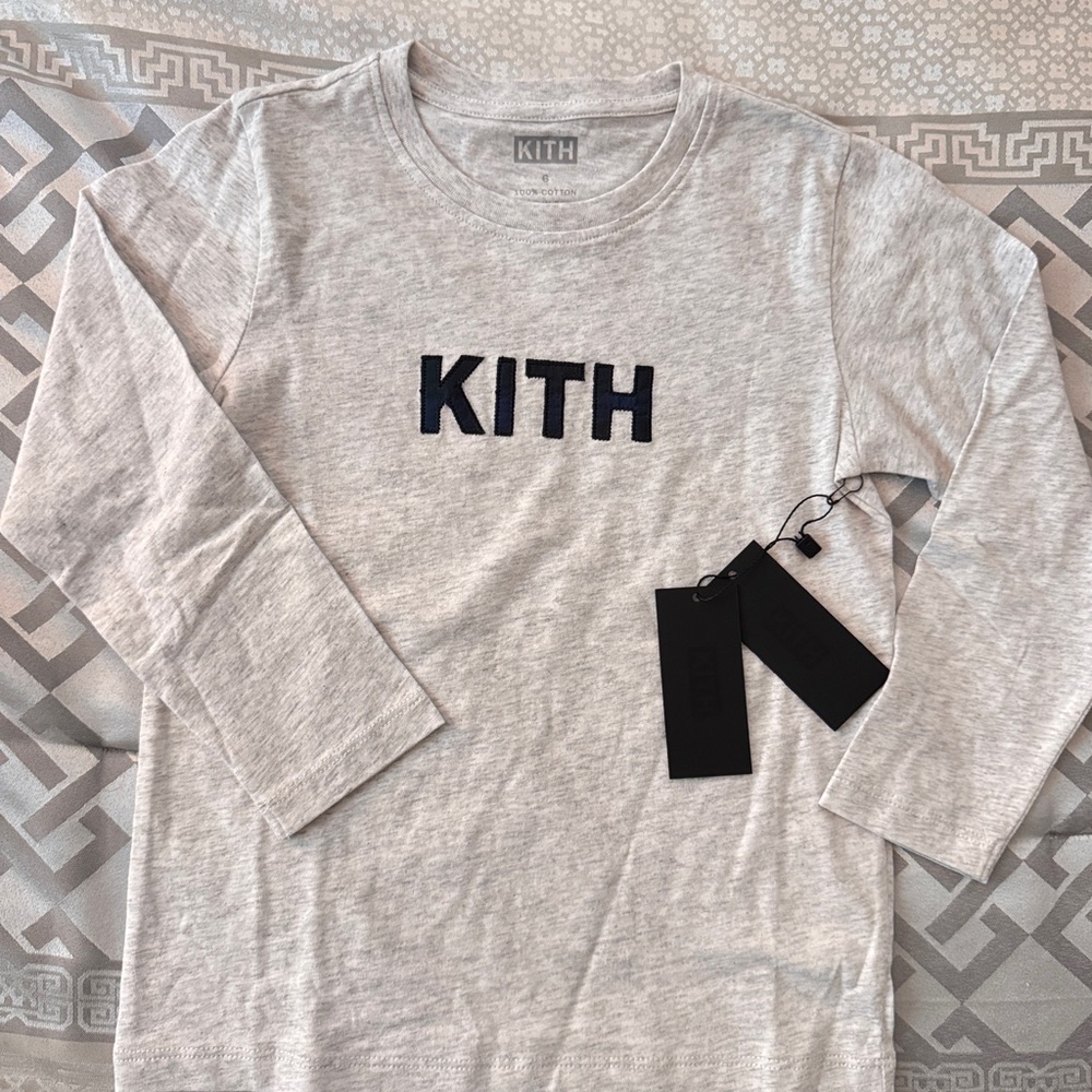 Kith Gray Long Sleeve Tee Minimalist Design